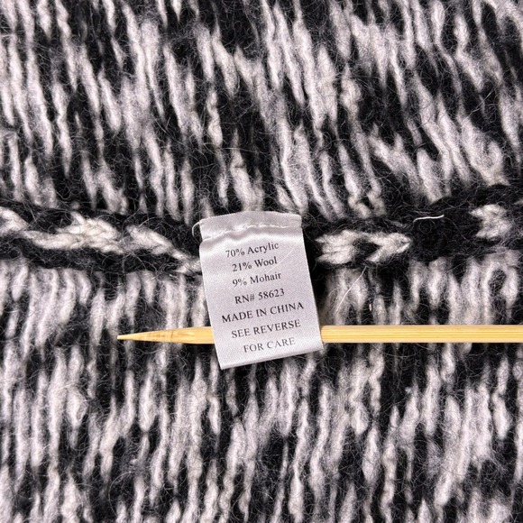 Vintage Carducci Black & White Houndstooth Knit Coat Cardigan (S) Mohair Wool - Picture 6 of 16